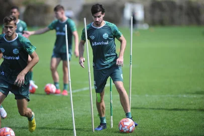  CAXIAS DO SUL, RS, BRASIL, 08/02/2019. Treino do Juventude que encara o Internacional neste domingo pelo campeonato gaúcho. Na foto, volante Ancheta. (Porthus Junior/Agência RBS)<!-- NICAID(13950692) -->