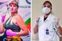 Montagem com fotos de Mara Schorn, campeã mundial de muay thai e técnica de enfermagem na Santa Casa de Misericórdia, em Porto Alegre<!-- NICAID(14504544) -->