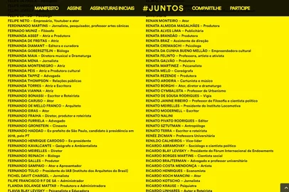 Assinaturas iniciais Movimento Estamos Juntos