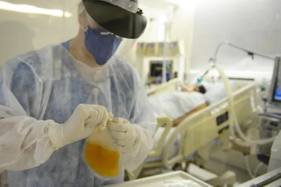 O dia 15 de junho de 2020 será um marco na esperança de tratamento contra o coronavírus em Caxias do Sul. Apesar da transfusão de plasma não ser, cientificamente, o motivo da cura de Tarcísio Giongo, 63 anos, o procedimento reflete na melhora do quadro clínico do garibaldense diagnosticado com covid-19 e, mais do que isso, resulta em alta da UTI no Hospital Virvi Ramos. A ida de Giongo para o quarto da instituição de saúde é esperada para às 17h desta segunda-feira (15), após mais um mês e meio recebendo cuidados em situação considerada grave na unidade de tratamento intensivo. A melhora se deu após cerca de 15 dias da transfusão de plasma convalescente, o tratamento experimental pioneiro no Estado. Giongo é considerado recuperado do coronavírus. <!-- NICAID(14522417) -->