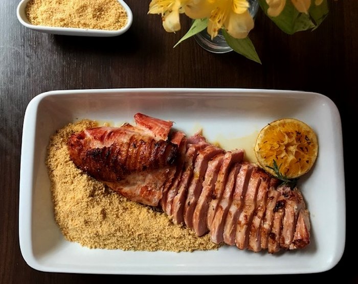 Pernil Dália assado com laranja | Destemperados