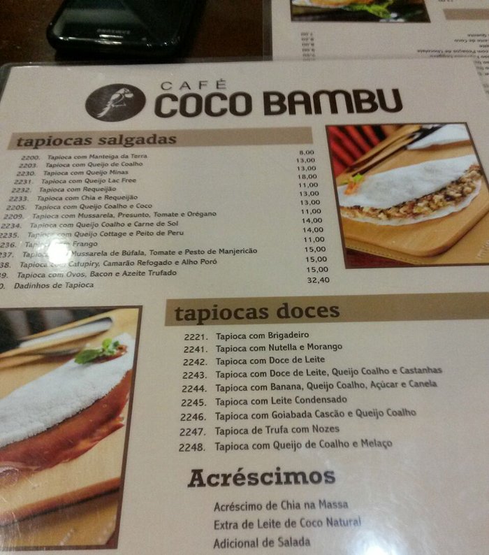 Cardápio Coco Bambu