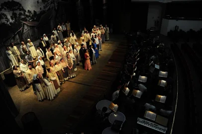  CAXIAS DO SUL, RS, BRASIL, 15/11/2018. Ensaio da Ópera Cavalleria Rusticana, de Pietro Mascagn, com a orquestra Sinfônica da Universidade de Caxias do Sul. A apresentação faz parte da primeira edição da Série Grandes Concertos de 2018, nos dias 18 e 22 de novembro de 2018, respectivamente, às 18h e às 21h, no UCS Teatro. (Porthus Junior/Agência RBS)<!-- NICAID(13832887) -->