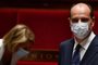 French Prime Minister Jean Castex (R) wearing a face mask attends a session of questions to the Government at the French National Assembly in Paris on July 8, 2020. (Photo by Christophe ARCHAMBAULT / AFP)<!-- NICAID(14540233) -->