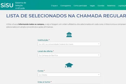 Lista de selecionados na chamada regular no Sisu<!-- NICAID(14546790) -->