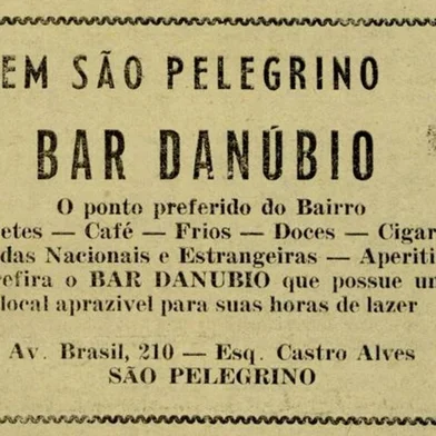  Reclame de 12 de dezembro de 1953 destacando o Bar Danúbio, com a Avenida Itália denominada Avenida Brasil<!-- NICAID(14553123) -->