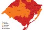 Mapa preliminar tem 12 regiões do RS em bandeira vermelha