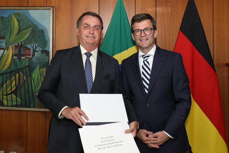Apresentação da carta credencial do Embaixador da Alemanha Heiko Chritoph Thoms, ao Senhor Presidente da República, Jair Bolsonaro.Foto: Marcos Corrêa/PR<!-- NICAID(14571863) -->