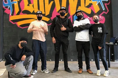 Da esquerda à direita, Jonathan Merencio Machado, Geovani De Gregori (o Gê do Break), Romildo Rocha, Maurício Pesk e Fernanda Rieta<!-- NICAID(14581503) -->