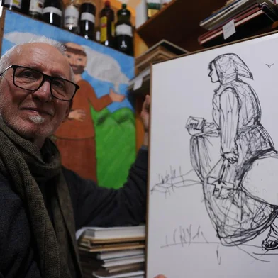  CAXIAS DO SUL, RS, BRASIL, 01/09/2020 - Diretor do Museu dos Capuchinhos, artista plástico Frei Celso Bordignon comemora 40 anos dedicados à arte com exposição no Centro de Cultura Ordovás. (Marcelo Casagrande/Agência RBS)<!-- NICAID(14581800) -->