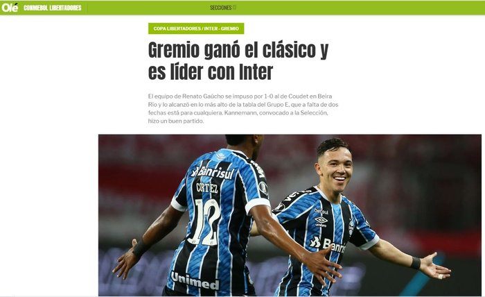 Veja a repercussão do Gre-Nal na imprensa sul-americana