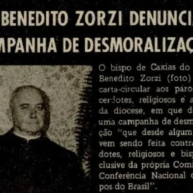 Dom Benedito Zorzi, bispo de Caxias do Sul, remete carta relatando campanha de desmoralização da Igreja em 1975.<!-- NICAID(14603560) -->