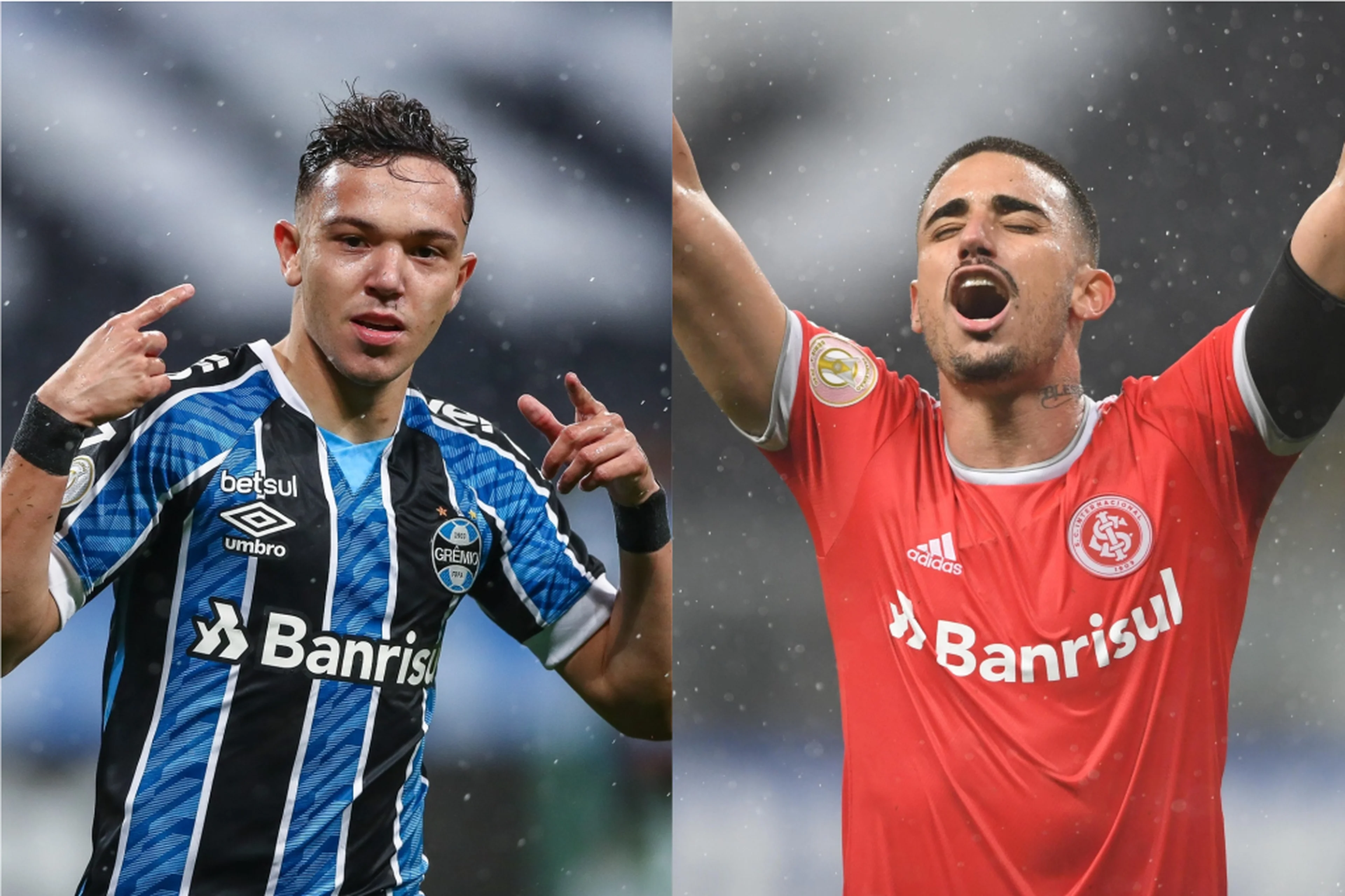 Montagem sobre fotos/Lucas Uebel/Grêmio/Divulgação e Ricardo Duarte/Inter/Divulgação