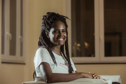  PORTO ALEGRE, RS, BRASIL - 29/04/2019Djamila Taís Ribeiro dos Santos é uma filósofa, feminista e acadêmica brasileira. É pesquisadora e mestra em Filosofia Política pela Universidade Federal de São Paulo. Tornou-se conhecida no país por seu ativismo na internet<!-- NICAID(14058409) -->