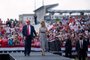 US President Donald Trump and US first lady Melania Trump leave after speaking during a Make America Great Again rally in Raymond James Stadiums parking lot October 29, 2020, in Tampa, Florida. (Photo by Brendan Smialowski / AFP)<!-- NICAID(14630206) -->