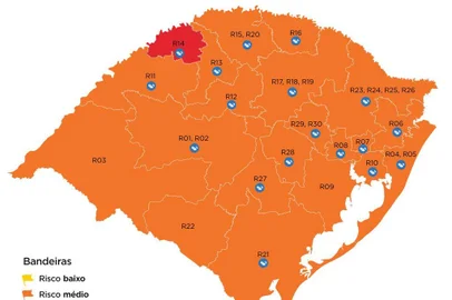 Mapa da 26ª semana do modelo de Distanciamento Controlado no Rio Grande do Sul.<!-- NICAID(14630916) -->
