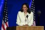 Vice President-elect Kamala Harris delivers remarks in Wilmington, Delaware, on November 7, 2020, after being declared the winner with Joe Biden of the presidential election. (Photo by Jim WATSON / AFP)<!-- NICAID(14637482) -->