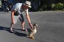  BENTO GONÇALVES, RS, BRASIL, 17/11/2020 - A amizade do aposentado Luiz Banaletti  e uma gansa viralizou. O animal acompanha o aposentado em vários lugares. (Marcelo Casagrande/Agência RBS)<!-- NICAID(14646101) -->