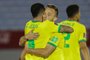  Brazils Arthur (R) celebrates with teammate Gabriel Jesus after scoring against Uruguay during their closed-door 2022 FIFA World Cup South American qualifier football match at the Centenario Stadium in Montevideo on November 17, 2020. (Photo by Raul MARTINEZ / POOL / AFP)Editoria: SPOLocal: MontevideoIndexador: RAUL MARTINEZSecao: soccerFonte: POOLFotógrafo: STR<!-- NICAID(14646207) -->