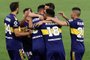  Edwin Cardona of Boca Juniors celebrates with teammates after scoring against Newells Old Boys during their Copa Diego Maradona 2020 football match at La Bombonera stadium, in Buenos Aires, on November 29, 2020. - The Argentine football championship has been renamed after the death of football legend Diego Maradona. (Photo by ALEJANDRO PAGNI / POOL / AFP)Editoria: SPOLocal: Buenos AiresIndexador: ALEJANDRO PAGNISecao: soccerFonte: POOLFotógrafo: STR<!-- NICAID(14656377) -->