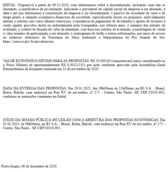Diário Oficial do Rio Grande do Sul / Divulgação  Diário Oficial do Rio Grande do Sul / Divulgação