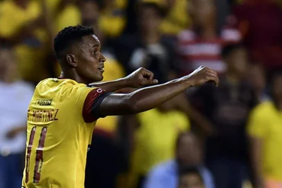  Ecuadors Barcelona player Fidel Martinez celebrates a goal against Uruguays Progreso during a Copa Libertadores football match at the Monumental stadium in Guayaquil, Ecuador, on January 29, 2020. (Photo by RODRIGO BUENDIA / AFP)Editoria: SPOLocal: GuayaquilIndexador: RODRIGO BUENDIASecao: soccerFonte: AFPFotógrafo: STF<!-- NICAID(14667250) -->