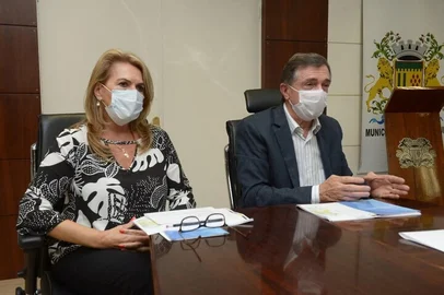 Adiló Didomenico apresentou resultados dos 100 dias de governo em coletiva.<!-- NICAID(14754542) -->