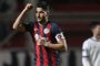 Argentinas San Lorenzo forward Nicolas Blandi (C) celebrates after scoring the teams second goal against Uruguays Nacional during the Copa Sudamericana round of sixteen first leg football match at Pedro Bidegain stadium in Buenos Aires, Argentina, on August 22, 2018. (Photo by JUAN MABROMATA / AFP)Editoria: SPOLocal: Buenos AiresIndexador: JUAN MABROMATASecao: soccerFonte: AFPFotógrafo: STF<!-- NICAID(13891110) -->