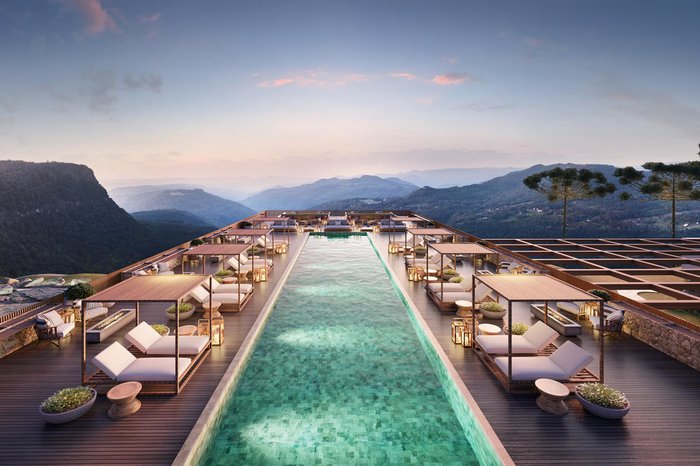 Terraço, também com piscina