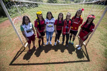 **FOTO EMBARGADA PARA MATÉRIA DO ESPORTE DESTE FINAL DE SEMANA**TENENTE PORTELA, RS, BRASIL - 2021.10.07 - O Time as Gurias do Yucumã é o primeiro a ter registros de atletas indígenas no Estado. (Foto: ANDRÉ ÁVILA/ Agência RBS)<!-- NICAID(14909656) -->
