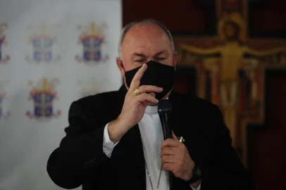 CAXIAS DO SUL, RS, BRASIL (15/10/2021)Em coletiva de imprensa realizada na manhã desta sexta-feira (15), bispo diocesano Dom José Gislon falou sobre o Sínodo 2021-2023, convocado pelo Papa Francisco. O processo sinodal diocesano, primeira etapa da atividade, será aberto oficialmente em uma missa neste domingo (17). Esta será uma das maiores atividades já realizadas pela Igreja Católica. (Antonio Valiente/Agência RBS)<!-- NICAID(14916273) -->