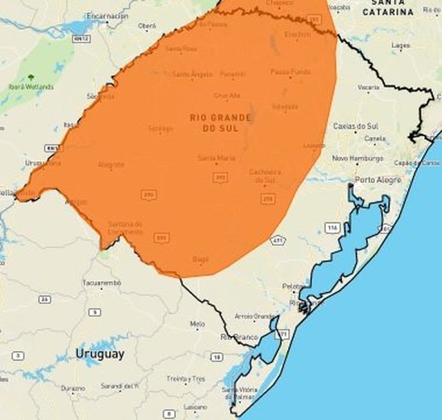 Instituto Nacional de Meteorologia (Inmet) emitiu alerta de onda de calor para as regiões que correspondem à área destacada em laranja no mapa