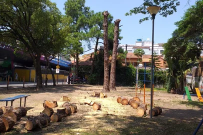 Uma retirada de árvores na Praça Moranense, localizada na Rua Silva Só, incomodou moradores da região do bairro Santa Cecília, na Capital. O local fica ao lado do Viaduto Tiradentes, que recentemente passou por recuperação e está sendo grafitado com o tema pet. A intervenção desta sexta-feira (11) resultou na remoção de pinheiros e árvores frutíferas na praça.<!-- NICAID(15014641) -->