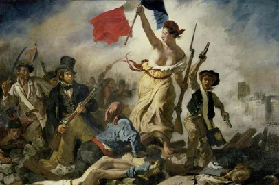 La Liberté guidant le peuple, tela de Eugène Delacroix (1830)<!-- NICAID(15026873) -->