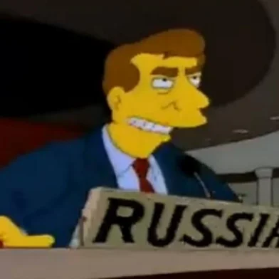Frame do episódio Na Onda do Mar, de Os Simpsons, que previu conflito entre Rússia e Ucrânia<!-- NICAID(15030689) -->
