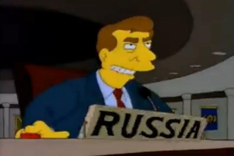 Frame do episódio Na Onda do Mar, de Os Simpsons, que previu conflito entre Rússia e Ucrânia<!-- NICAID(15030689) -->