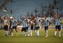 Jogadores do Grêmio comemoram passagem para a 
final do Gauchão