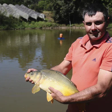 CAXIAS DO SUL, RS, BRASIL, 28/03/2022. Os irmãos Rodrigo, 39 e Fernando Zangalli, 36, se preparam para vender Carpas e Bagres na Feira do Peixe Vivo deste ano em Caxias. Na foto, Rodrigo Zangalli. (Bruno Todeschini/Agência RBS)<!-- NICAID(15053135) -->