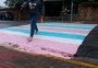 Canoas pinta faixa de pedestres em homenagem ao Dia da Visibilidade Trans
