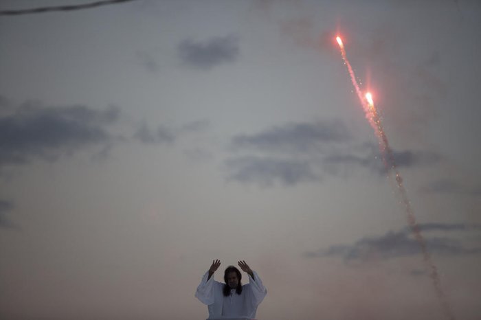 Fogos fecharam a celebração no Morro da Cruz