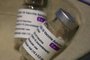 Vials of the AstraZeneca COVID-19 vaccine are seen during the opening of a vaccination centre at the Cypriot port of Larnaca, on March 22, 2021. (Photo by Etienne TORBEY / AFP)<!-- NICAID(14740948) -->