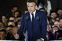 French President and La Republique en Marche (LREM) party candidate for re-election Emmanuel Macron gestures as he delivers a speech after his victory in Frances presidential election, at the Champ de Mars in Paris, on April 24, 2022. (Photo by Ludovic MARIN / AFP)<!-- NICAID(15076912) -->