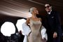 Kim Kardashian e Pete Davidson no Met Gala 2022.<!-- NICAID(15085215) -->