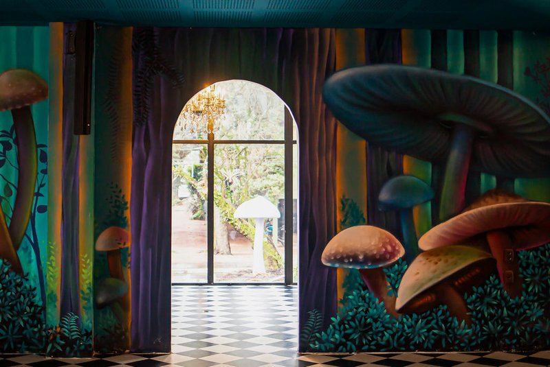 Alice e O Chapeleiro, novo espaço de entretenimento temático em Gramado, na serra gaúcha.O artista Erick Citron levou cerca de um mês para conceber o layout das artes que reproduziu na parte interna do espaço.<!-- NICAID(15099089) -->