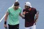 Marcelo Demoliner (E) e João Sousa (D) estão nas quartas de final do US Open, Grand Slam disputado em Nova York.<!-- NICAID(15197396) -->