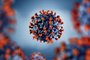 3D illustration of corona virus coronavirus COVID-2019 in microscopeFonte: 330524737<!-- NICAID(15163846) -->