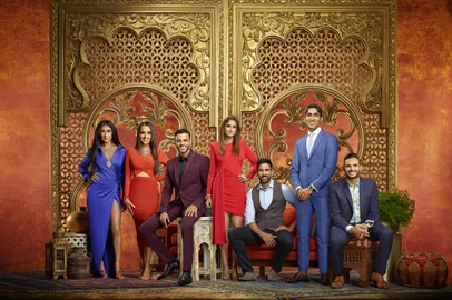 FAMILY KARMA -- Season:1 -- Pictured: (l-r) Bali Chainani, Monica Vaswani, Brian Benni, Anisha Ramakrishna, Amrit Kapai, Vishal Parvani, Shaan Patel -- (Photo by: Tommy Garcia/Bravo TV) <!-- NICAID(15218893) -->