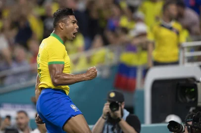 Brasil x Colômbia no Hard Rock Stadium em Miami. Casemiro. Lucas Figueiredo/CBF<!-- NICAID(15259238) -->