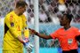 An assistant referee checks on the the captain-s armband on Germanys goalkeeper #01 Manuel Neuer ahead of the Qatar 2022 World Cup Group E football match between Germany and Japan at the Khalifa International Stadium in Doha on November 23, 2022. (Photo by INA FASSBENDER / AFP)Editoria: SPOLocal: DohaIndexador: INA FASSBENDERSecao: soccerFonte: AFPFotógrafo: STR<!-- NICAID(15273413) -->