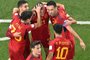 Spains forward #21 Dani Olmo celebrates scoring his teams first goal during the Qatar 2022 World Cup Group E football match between Spain and Costa Rica at the Al-Thumama Stadium in Doha on November 23, 2022. (Photo by MANAN VATSYAYANA / AFP)Editoria: SPOLocal: DohaIndexador: MANAN VATSYAYANASecao: soccerFonte: AFPFotógrafo: STF<!-- NICAID(15273677) -->